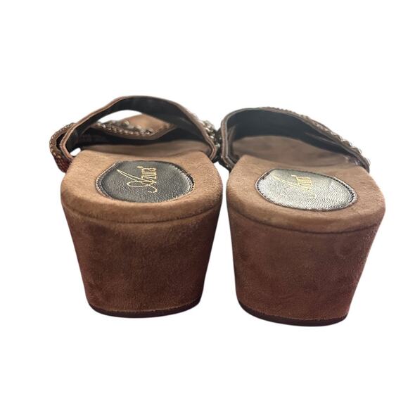 Azura Oletha Slide Sandal Women’s Size 11 Brown Suede Rhinestone Studded - Picture 4 of 7